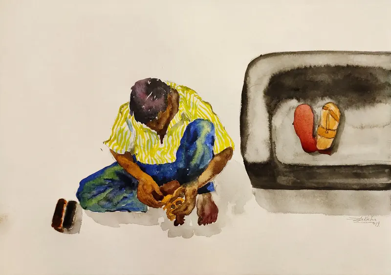 वो चप्पलें दुरुस्त करता रहा, फिर भी लोग गलत चालें चलते रहे (He went on repairing chappals, and still people went on taking wrong steps)